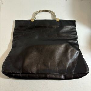 Vintage women’s black‎ elegant evening formal handbag with metal handle